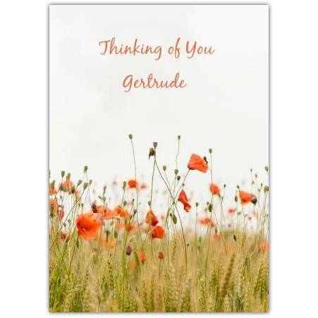 Thinking of You Poppies Meadow Personalized Greeting Card