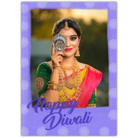 Personalised Purple Diwali Photo Upload Greeting Card with Happy Diwali Wishes
