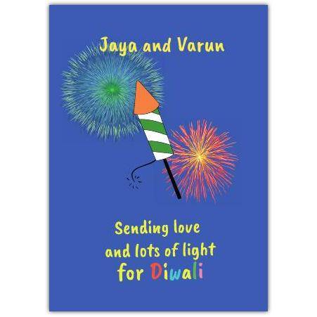 Personalised Diwali Festival Lights and Fireworks Love Greeting Card