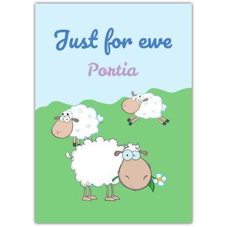Just For Ewe Funny Sheep Cartoon Thinking of You Greeting Card