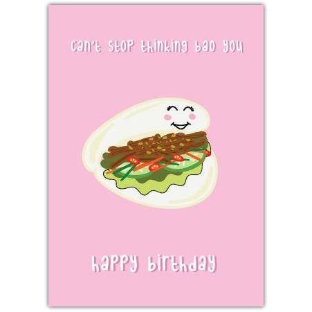 Can't Stop Thinking Bao You Cute Birthday Card for Boyfriend or Girlfriend