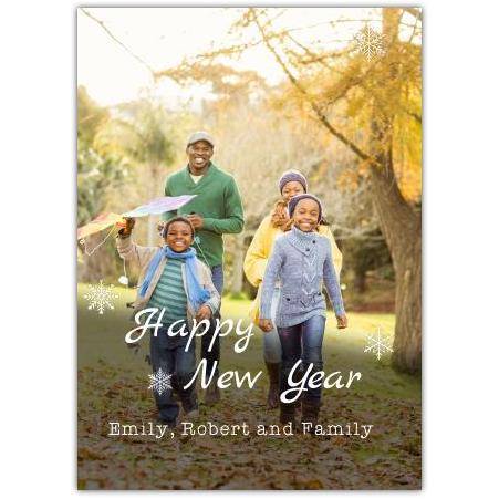 Personalised Happy New Year Photo Upload Card with Snowflake Design