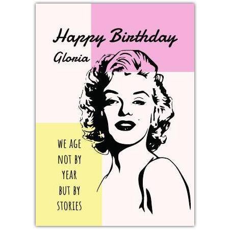 Personalised Marilyn Monroe Birthday Card with Inspirational Quote and Colourful Design