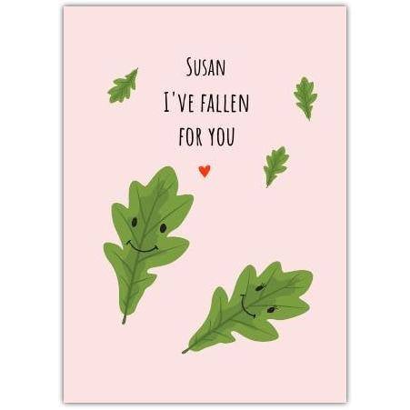 Personalised Valentines Day Card Cute Pun Leaves I’ve Fallen For You