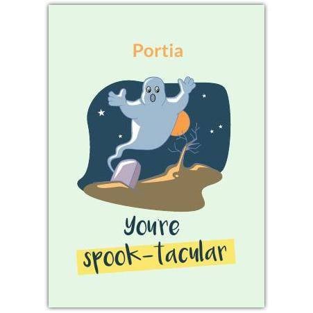 Personalised Funny Spook-Tacular Ghost Pun Greeting Card for Halloween or Any Occasion