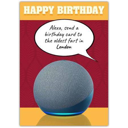 Funny Birthday Card with Alexa Smart Speaker Joke for Tech Lovers