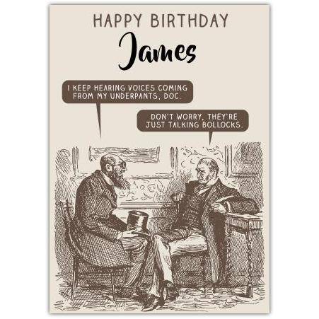 Funny Rude Vintage Style Personalised Happy Birthday Card for Him