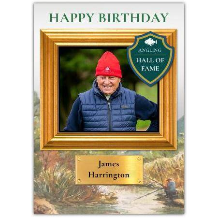 Personalised Angling Hall of Fame Birthday Card with Photo and Name Upload