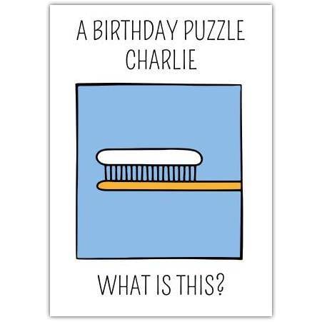 Birthday Puzzle Centipede Humorous Birthday Card with Customisable Name