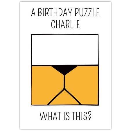 Personalised Funny Birthday Puzzle Card with Cat Illustration and Custom Name