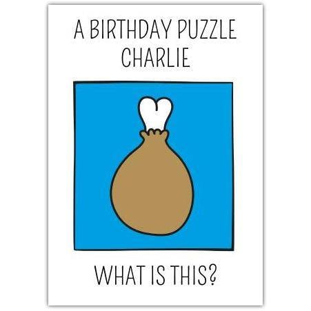 Birthday Puzzle Humour Card with Chef and Food Illustration