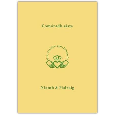 Happy Anniversary Claddagh Card in Irish Personalised Love and Friendship Design