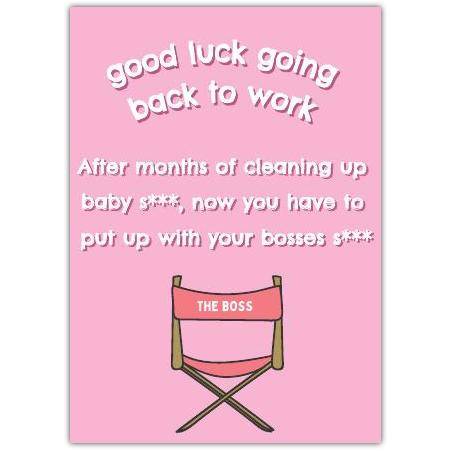 Good Luck Going Back to Work End of Maternity Leave Humorous Card