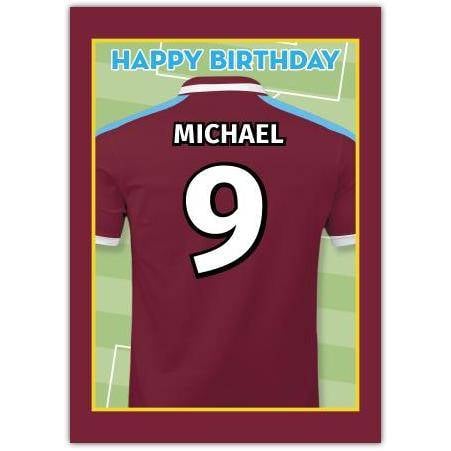Personalised Happy Birthday Football Shirt Card with Custom Name and Number
