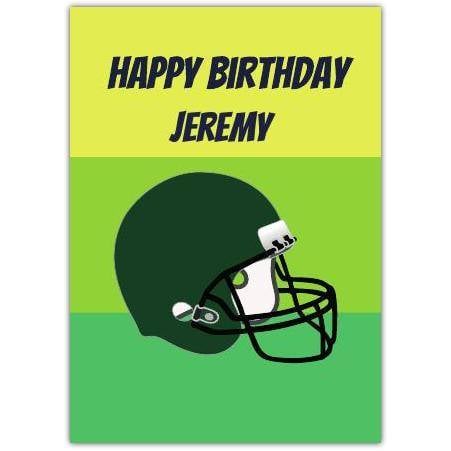 Personalised American Football Birthday Card with Helmet Design for Jeremy
