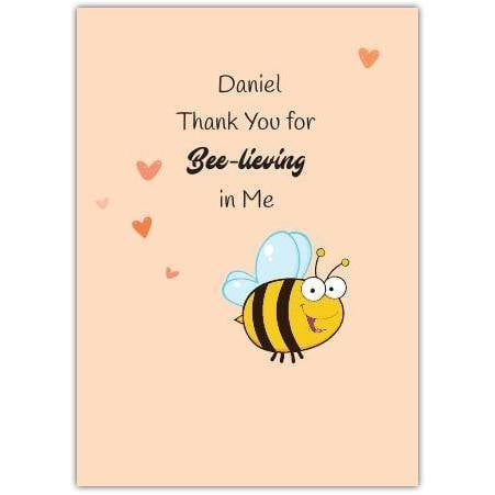 Personalised Thank You Card with Cute Bee Design and Pun Suitable for Any Occasion