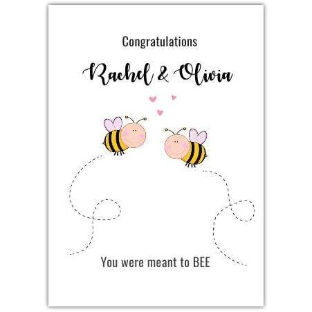 Personalised Congratulations Card with Cute Bees You Were Meant to Bee for Couples