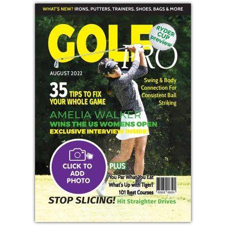 Personalised Golf Pro Magazine Style Card Custom Photo Cover for Golf Enthusiasts