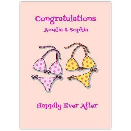 Personalised Congratulations Card for Couples Wedding or Anniversary with Bikini Design