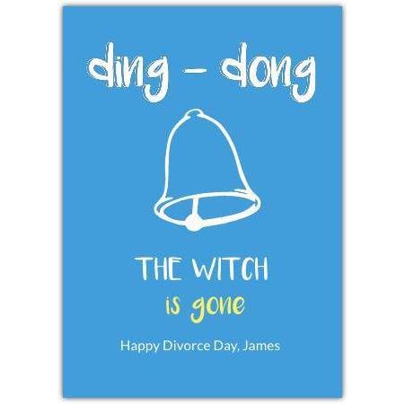 Personalised Happy Divorce Day Greeting Card Ding Dong The Witch Is Gone Design