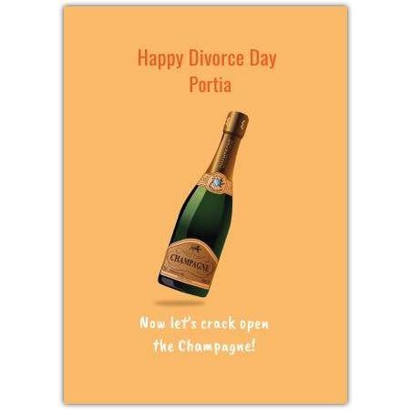 Happy Divorce Day Personalised Champagne Celebration Greeting Card