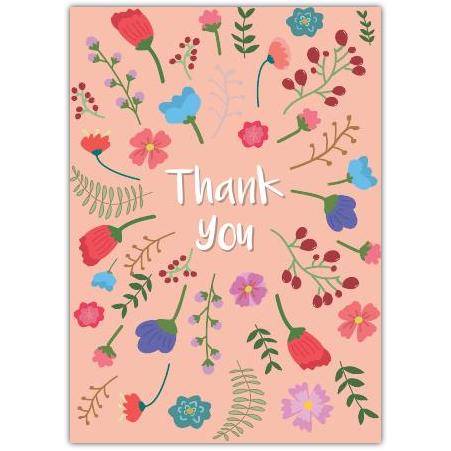 Thank You Card with Colourful Floral Design Suitable for All Occasions