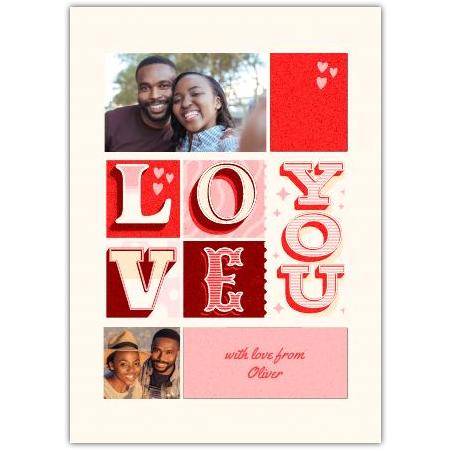 Personalised Love You Photo Card with Custom Message Romantic Greeting for Any Occasion