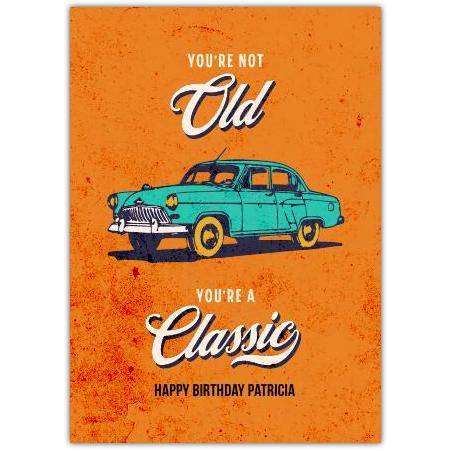 Personalised Classic Car Vintage Style Birthday Card for Her