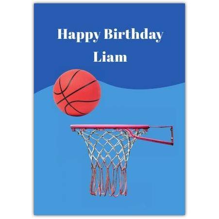 Personalised Basketball Themed Happy Birthday Card for Boys