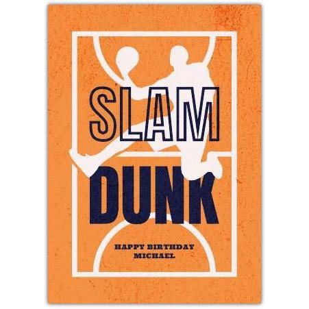 Personalised Slam Dunk Basketball Birthday Card for Boys and Teens