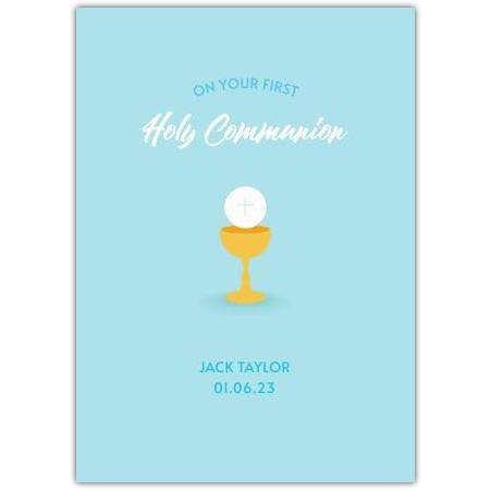 On Your First Holy Communion Chalice Blue Card