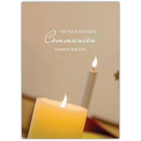 Personalised First Holy Communion Card with Candle Design for Boys and Girls