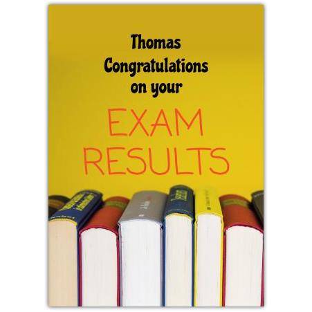 Personalised Congratulations on Exam Results Card with Books Design