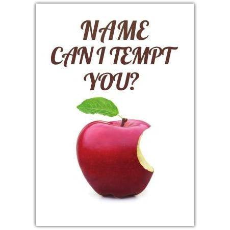 Personalised Temptation Red Apple Humorous Greeting Card for Any Occasion