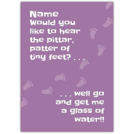 Personalised New Baby Arrival Card with Humorous Tiny Feet Design