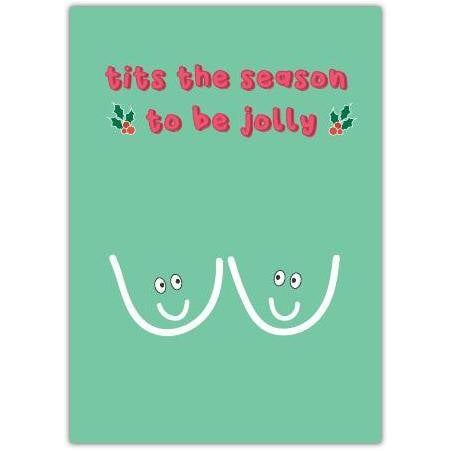 Christmas Rude Boobies Greeting Card