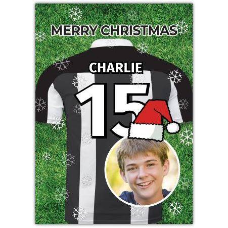 Personalised Football Jersey Christmas Card with Photo and Name Option