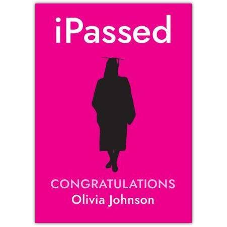 Personalised Congratulations Graduation Card Pink Silhouette Design