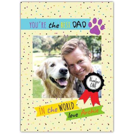 Personalised Best Dad Number One Photo Card with Dog Paw Design