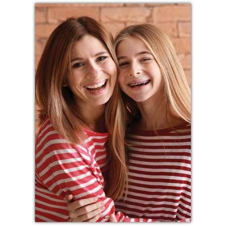 Personalised Photo Greeting Card for Mothers and Daughters Matching Striped Tops