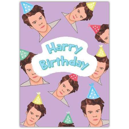 Personalised Harry Birthday Card with Party Hat Design for Kids and Adults