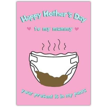 Funny Mother's Day Card for Mum Humorous Diaper Poop Present Design