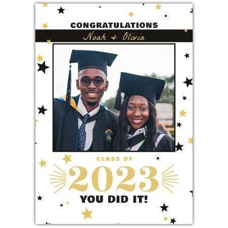 Personalised Congratulations Graduation Card with Photo Class of 2023 You Did It Design