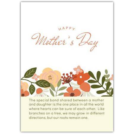Happy Mothers Day Card with Floral Design and Heartfelt Daughter Quote