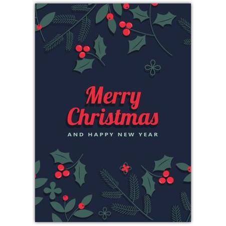 Holly Merry Christmas & New Year Card