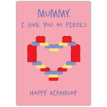 Heart Lego Mummy Birthday Card