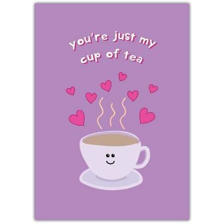 My Cup Of Tea With Hearts Card