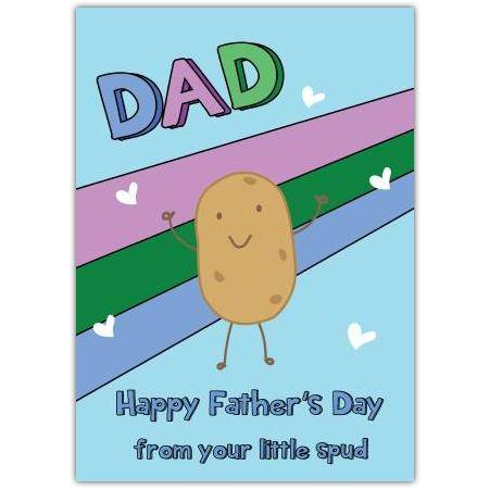 Dad Happy Fathers Day Card from Your Little Spud Cute Potato Illustration