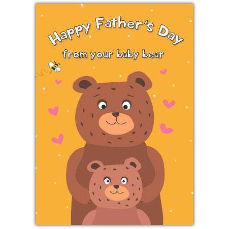 Happy Fathers Day Card from Your Baby Bear Cute Bear Family Illustration