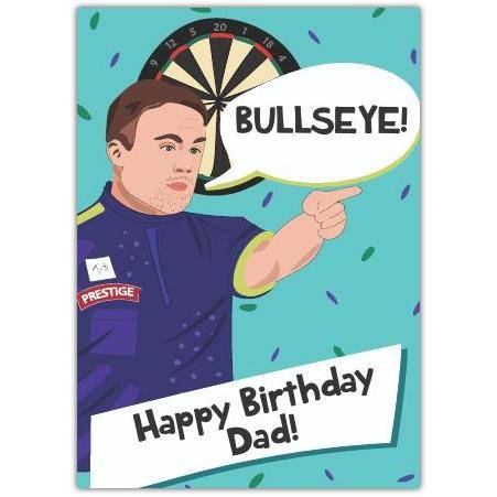 Happy Birthday Dad Darts Player Bullseye Celebration Greeting Card